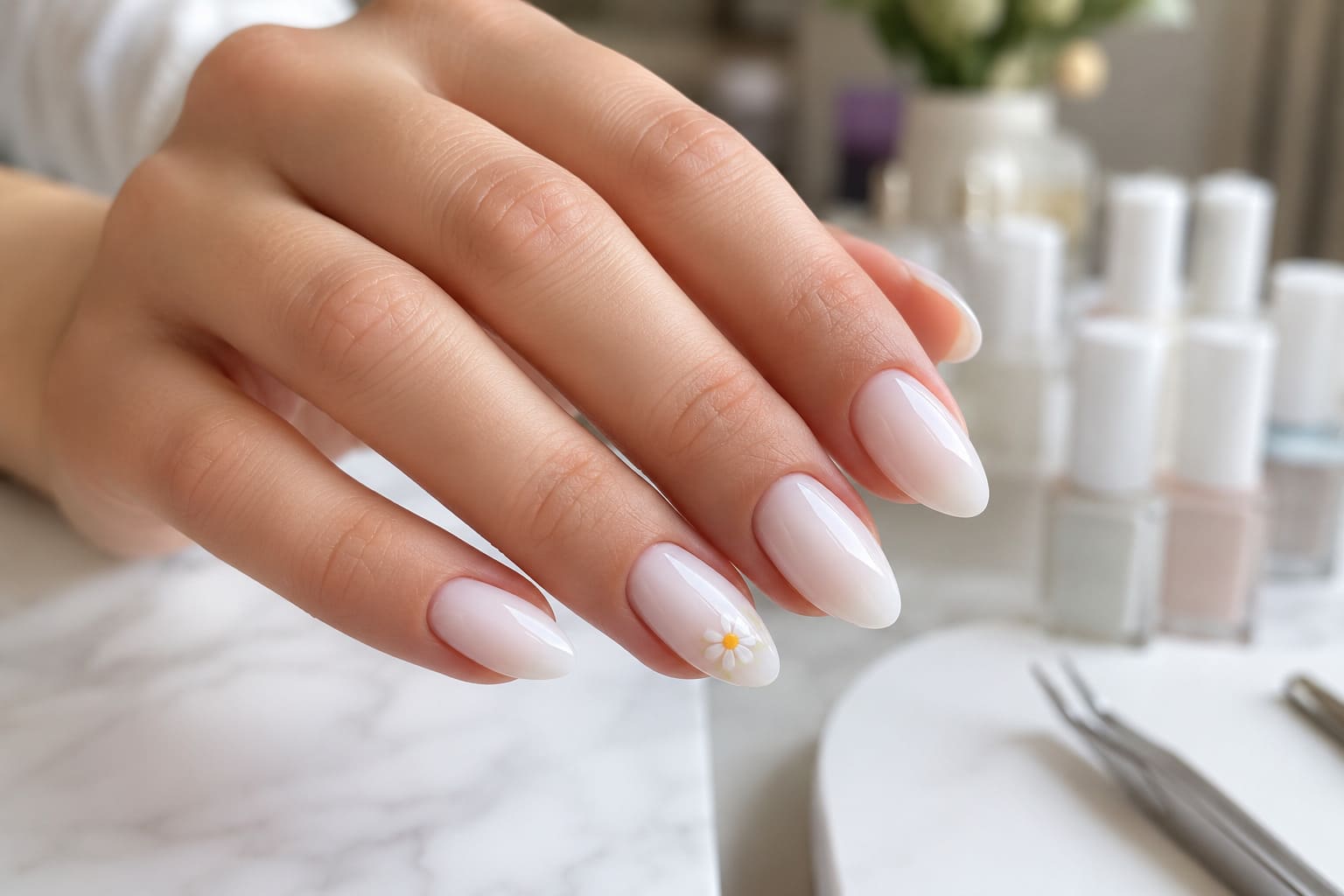 Топ-10: milky nails с маленьким летним акцентом